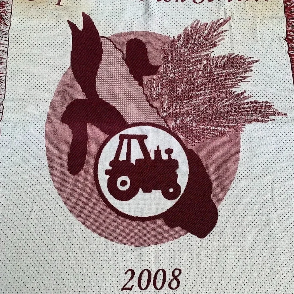 Crop‎ Production Services 2008 Woven Throw Blanket Tapestry Farming Corn Tractor